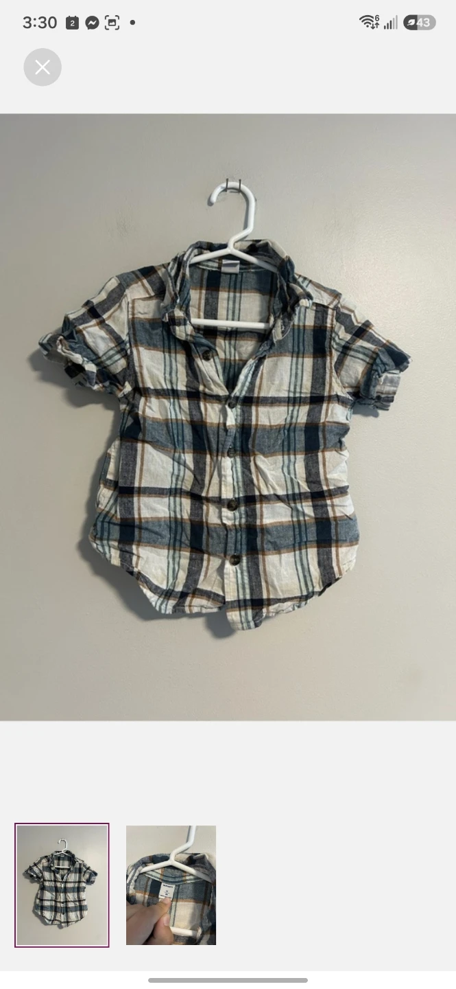 Old Navy Plaid Short Sleeve Button-Up Shirt Toddler Size 4T
