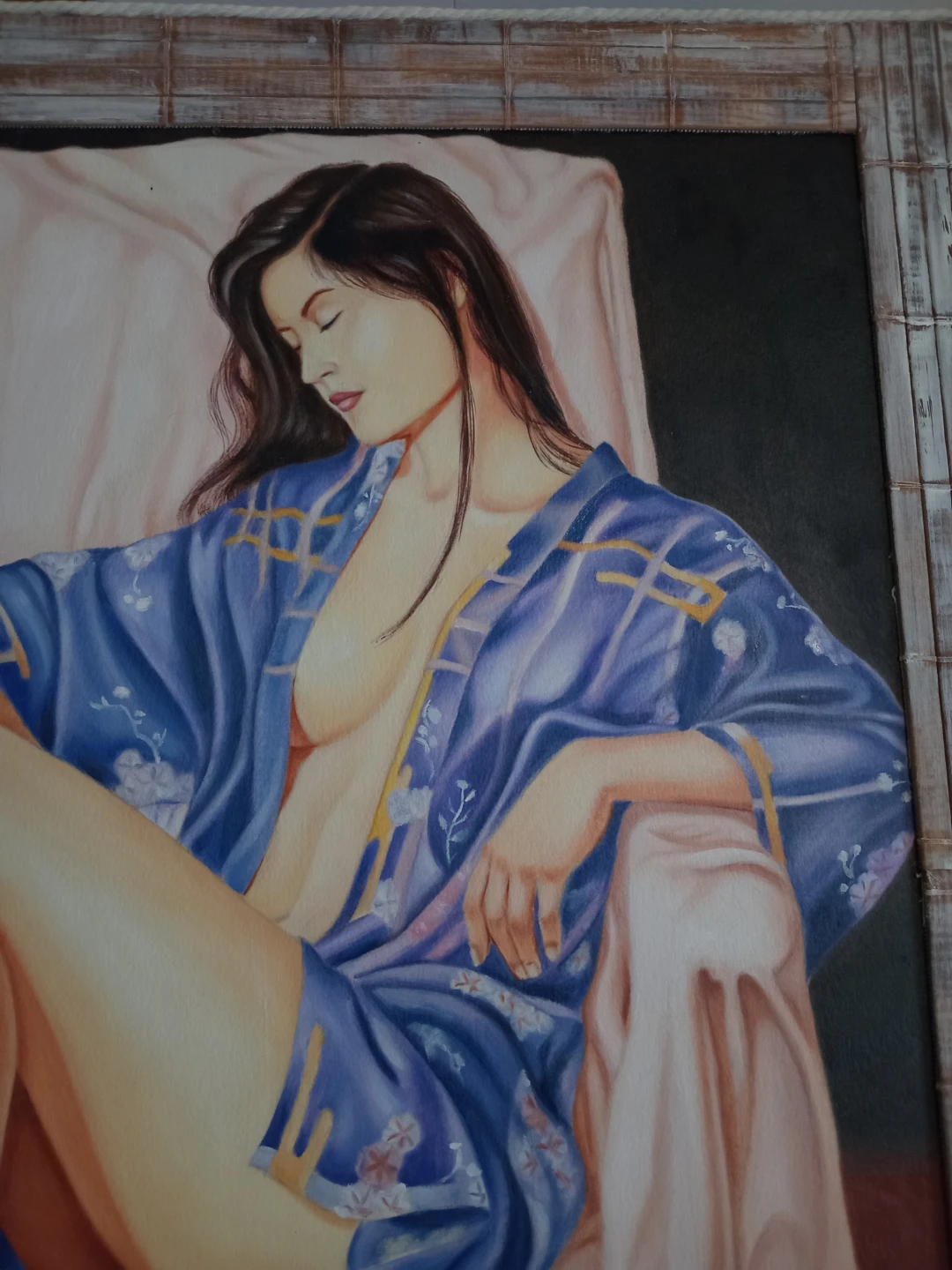 Woman in blue robe portrait painting - photo 2