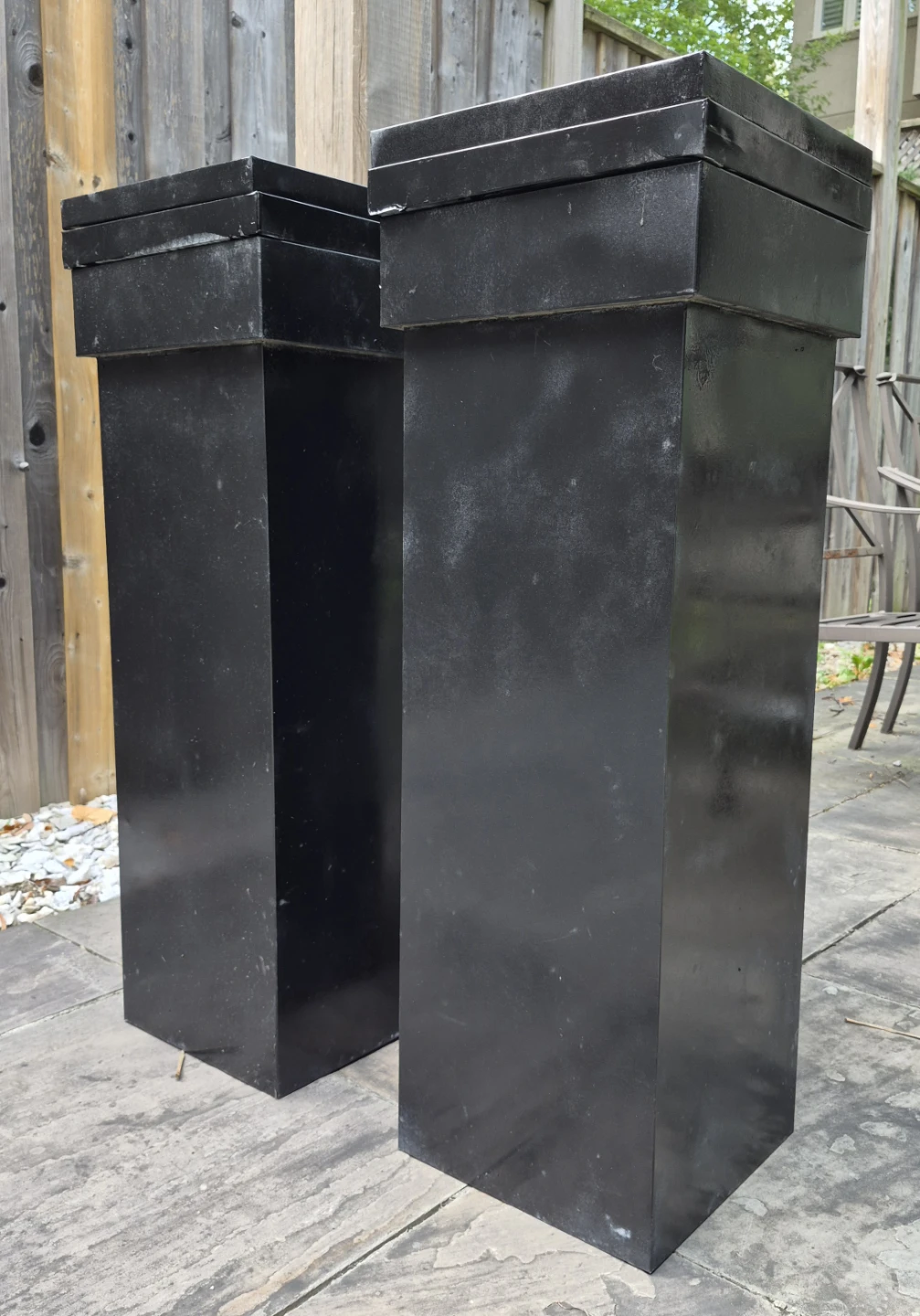 Pair of Black Outdoor Planter Pedestals - photo 4