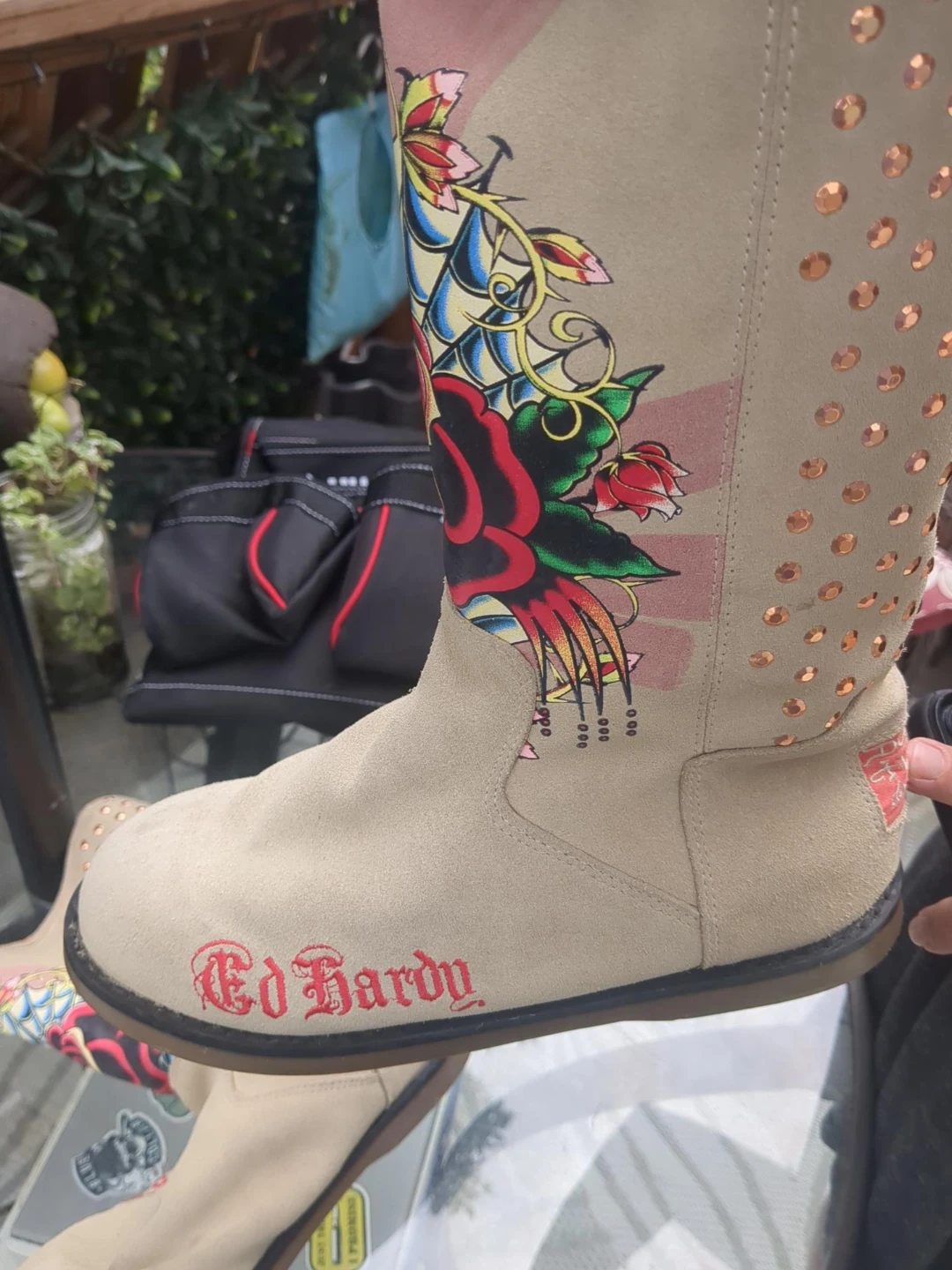 Ed hardy rare boots size 8 womens