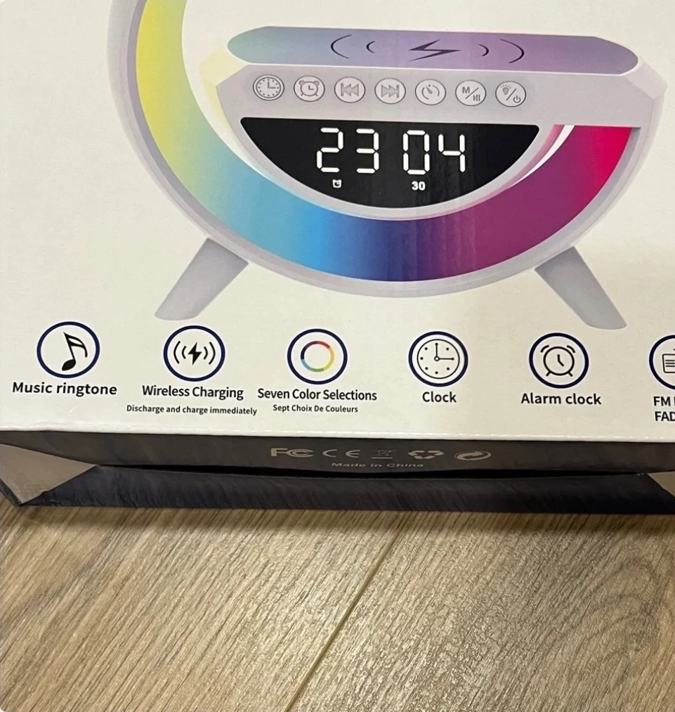 LED Wireless Charging Speaker Clock - Night Light & FM - photo 2
