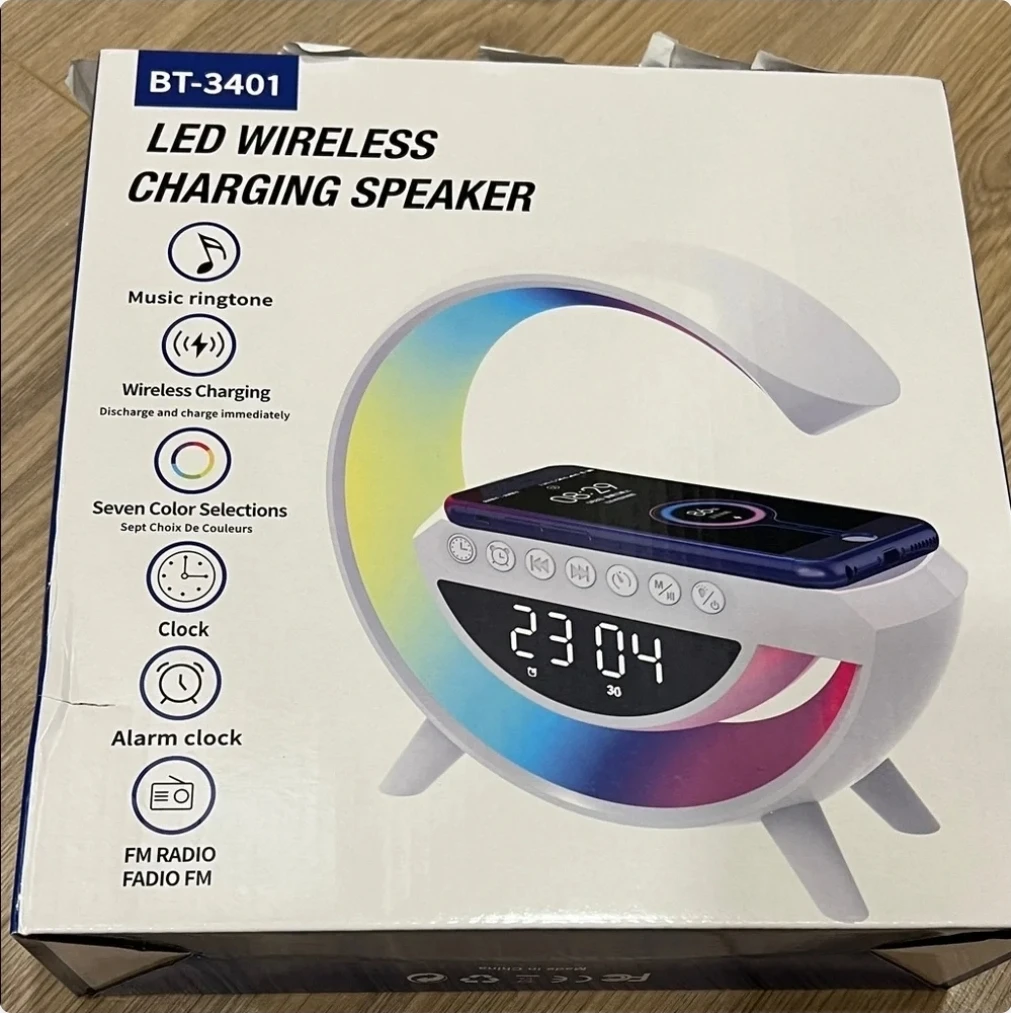 LED Wireless Charging Speaker Clock - Night Light & FM - photo 3
