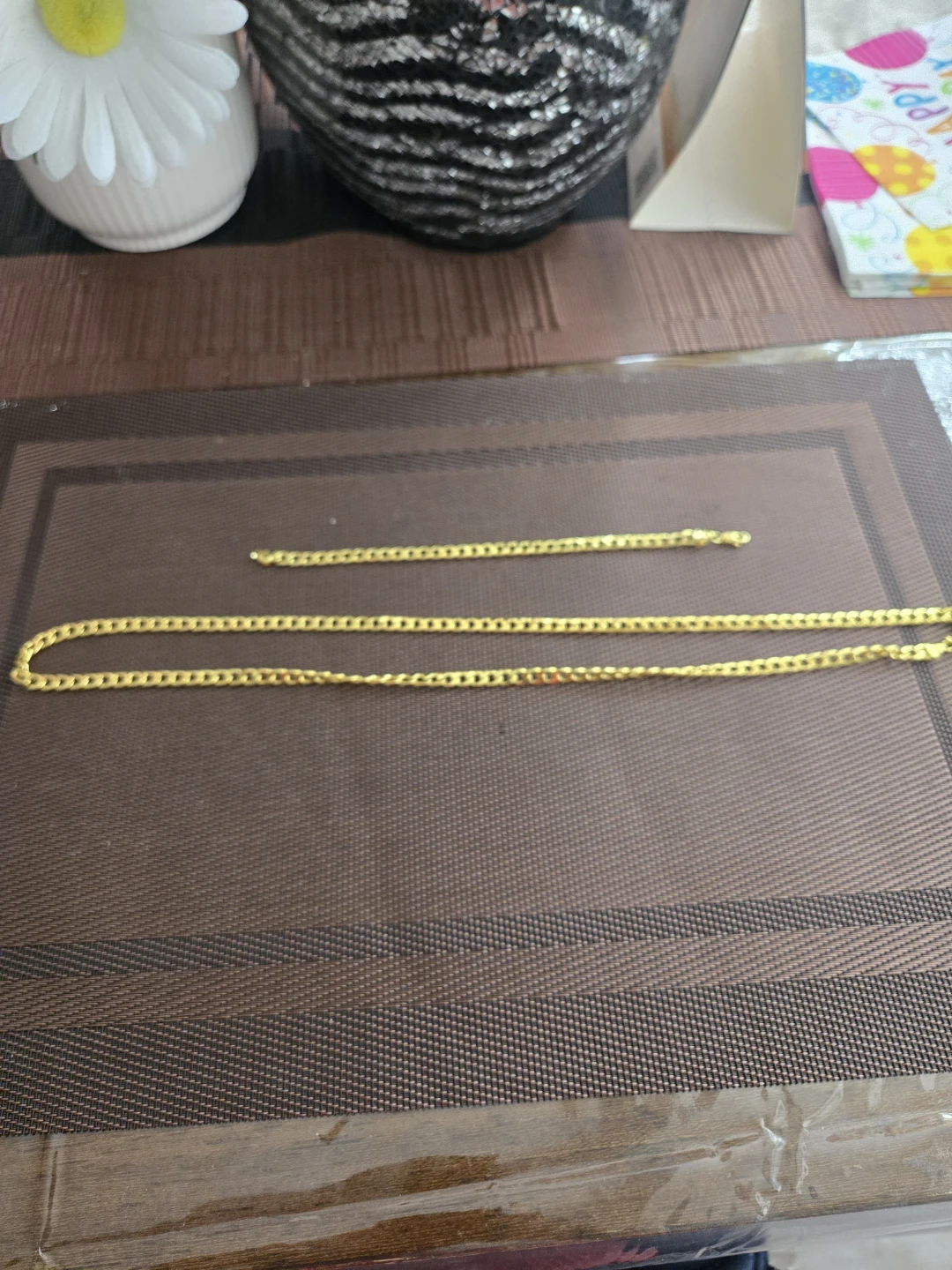 Gold Chain Necklace and Bracelet Set