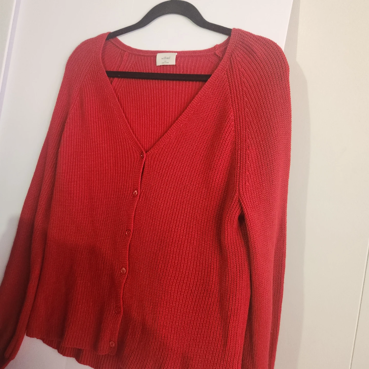 Wilfred Red Knit Cardigan Sweater