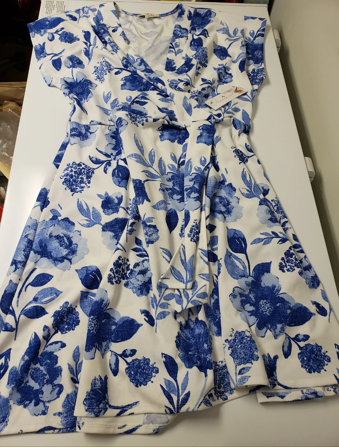White and Blue Floral Dress