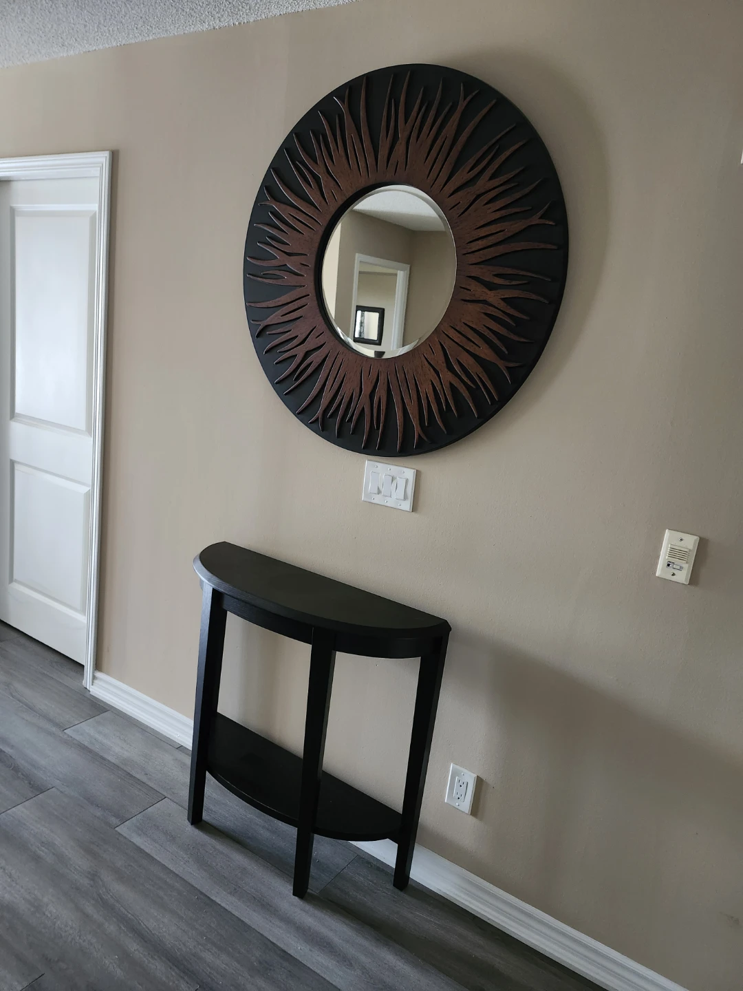 Sunburst Wall Mirror and Console Table
