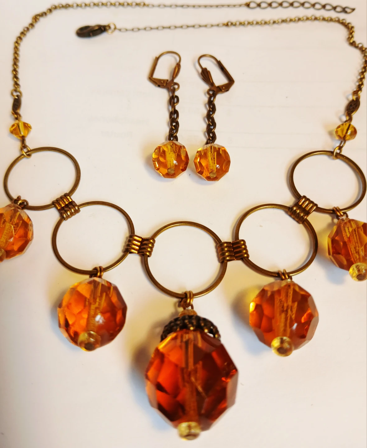 Topaz Beaded Necklace and Earring Set