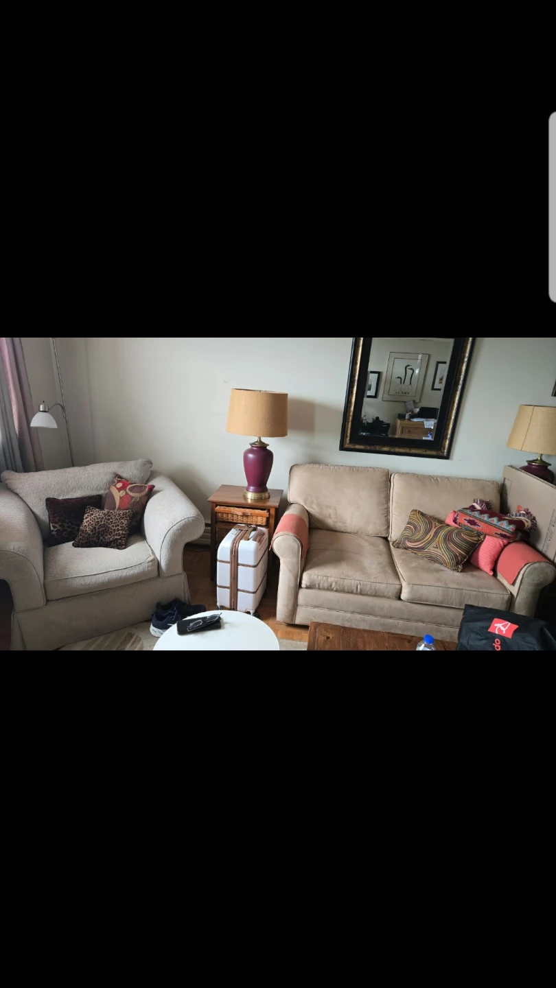 Beige Two-Seater Sofa with Arm Covers - photo 2