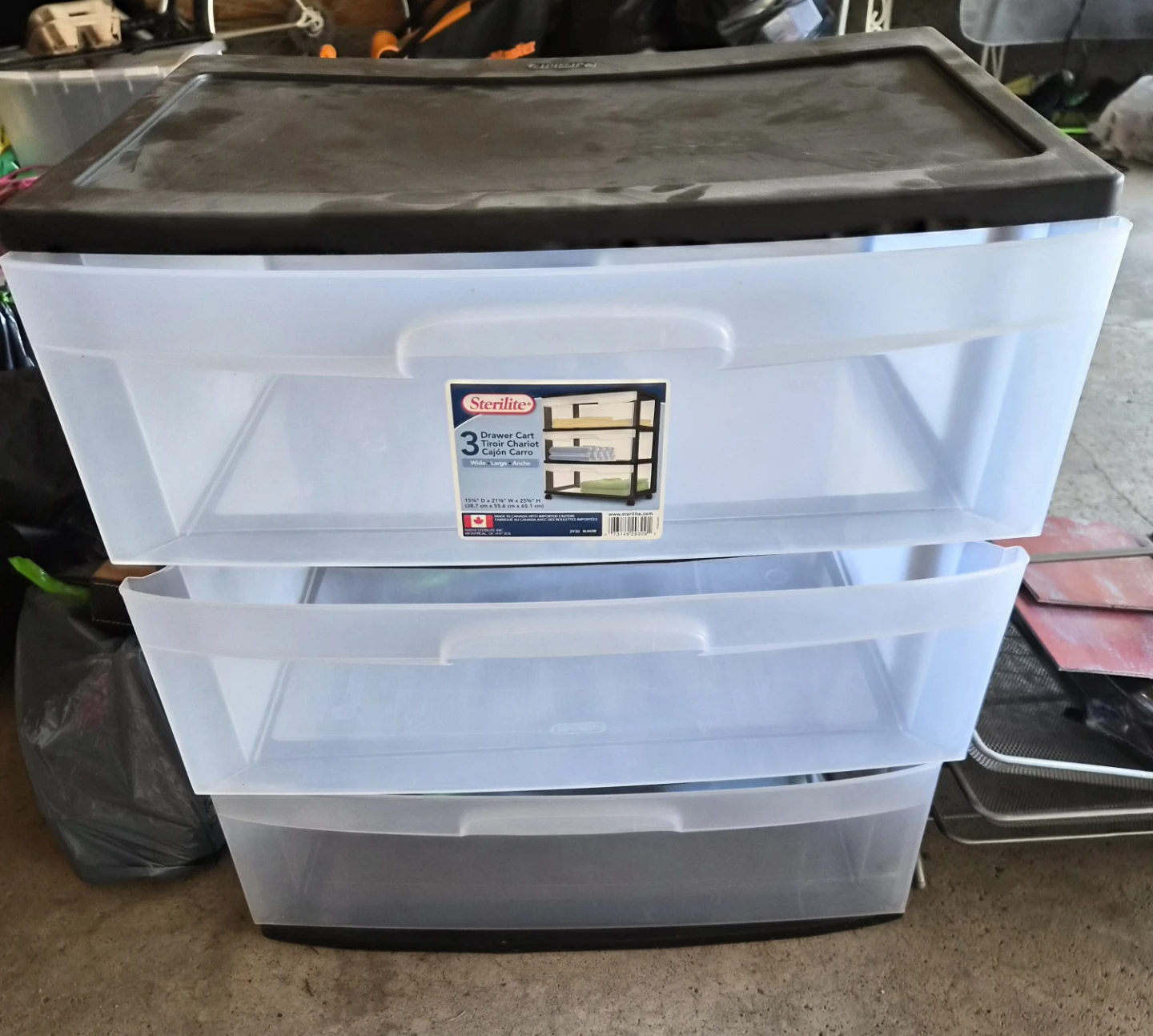 Sterilite 3 Drawer Wide Cart
