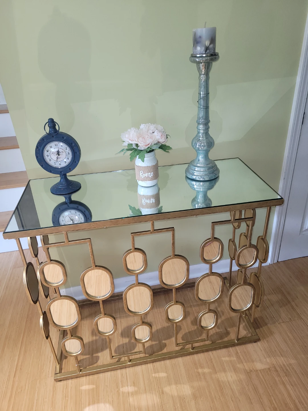 Golden Console Table with Mirrored Top - photo 2