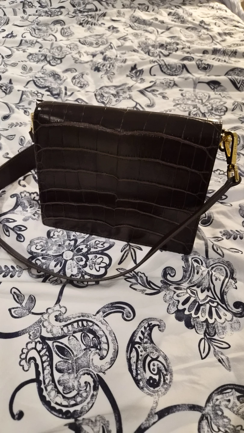 JW PEI Brown Croc Embossed Shoulder Bag with Pearl Strap - photo 3