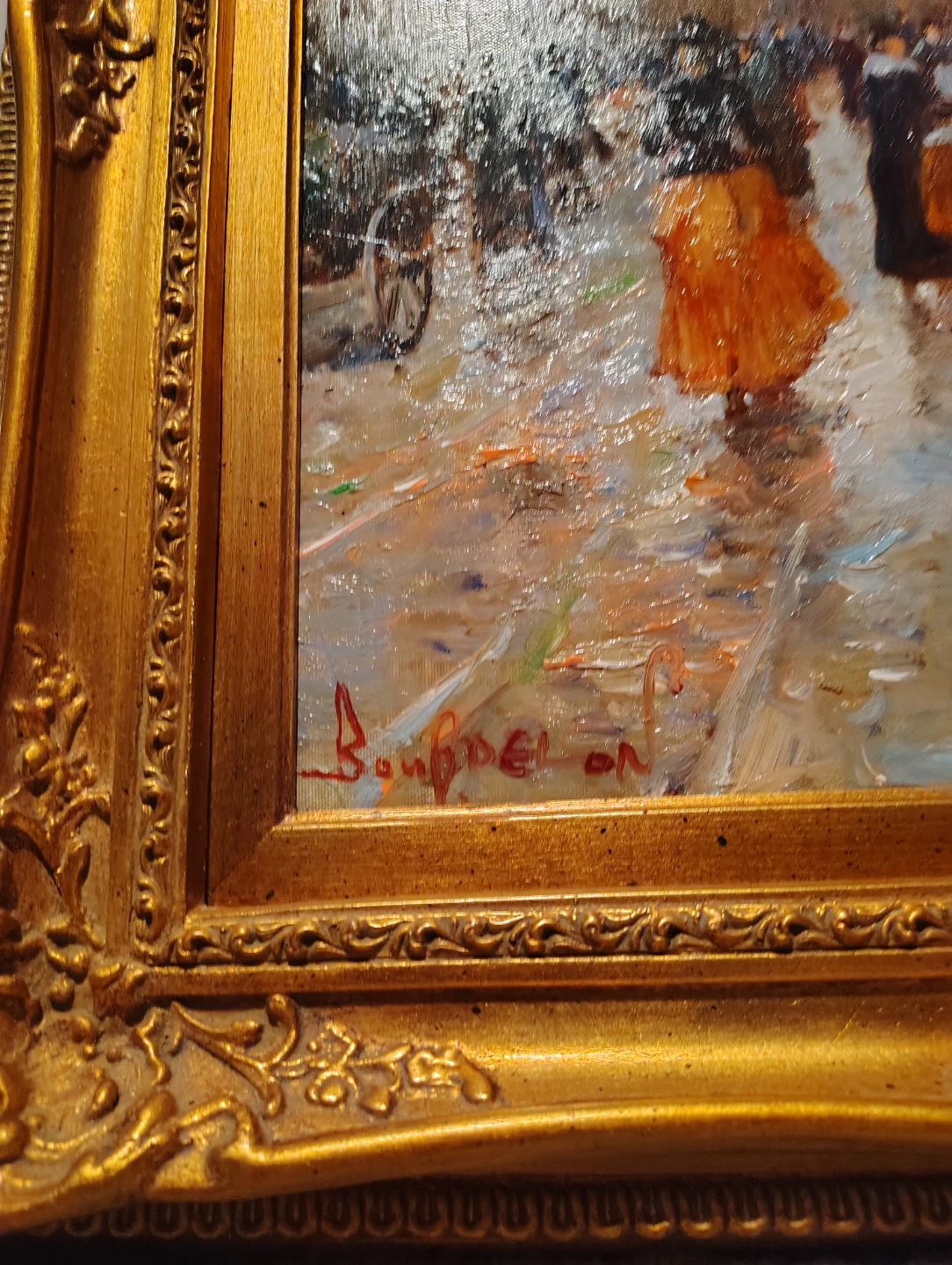 Large Vintage Bourdelon Paris Oil Painting Framed