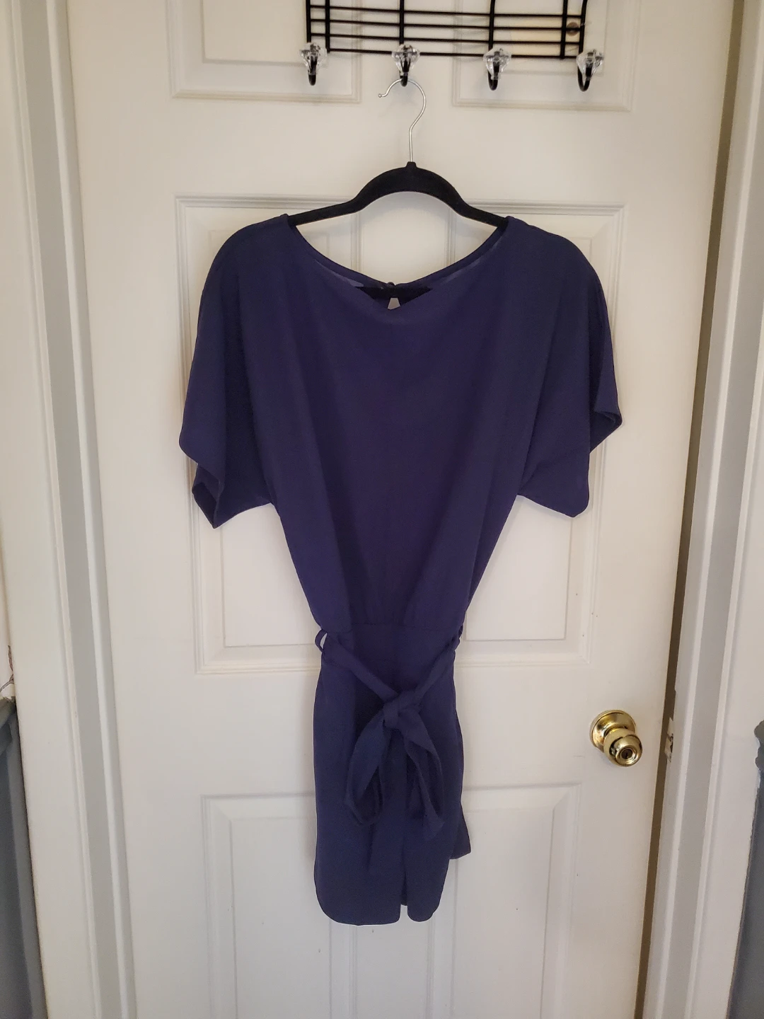 Navy Blue Short Sleeve Tie-Waist Romper...Vguc