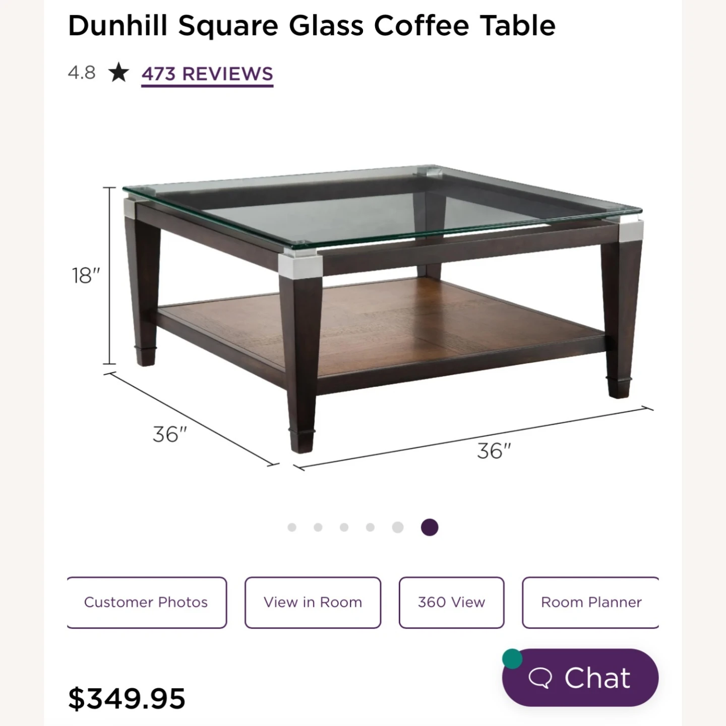 Raymour & Flanigan Dunhill Square Glass Coffee Table - photo 2