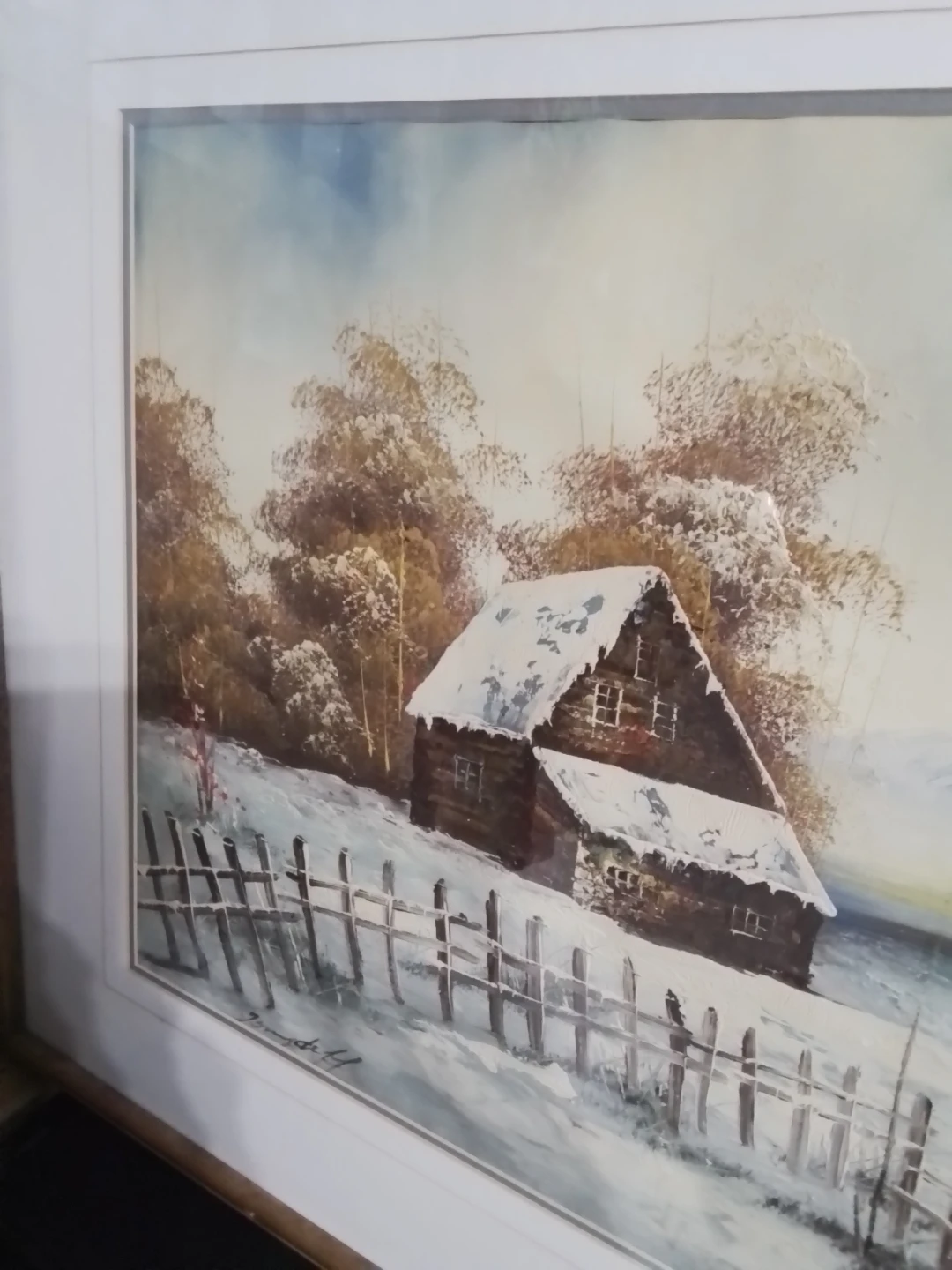 Large Vintage "Vandeff" Framed Winter Landscape Oil - photo 3