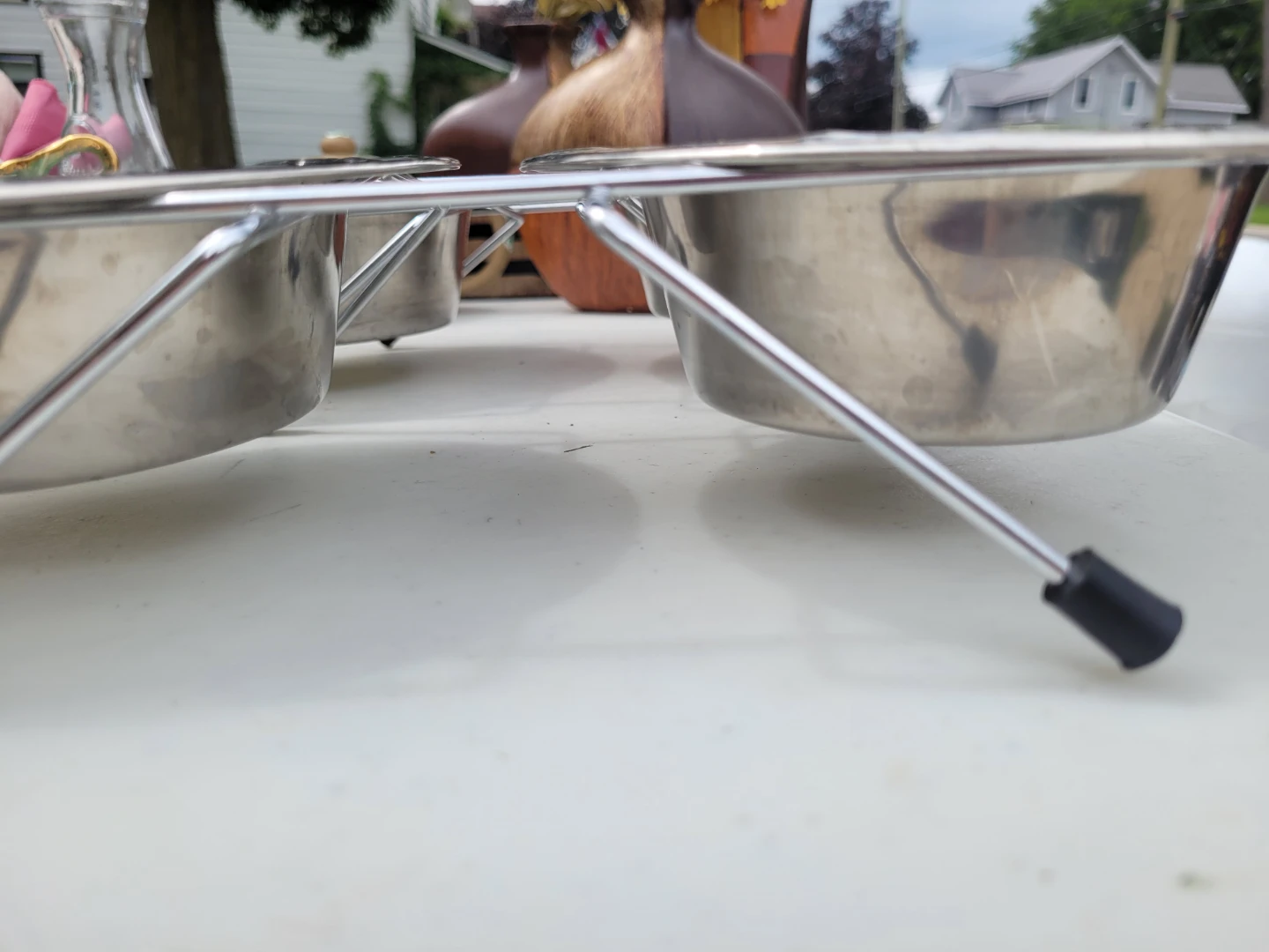 Small stainless steel dog dishes with stand - photo 2
