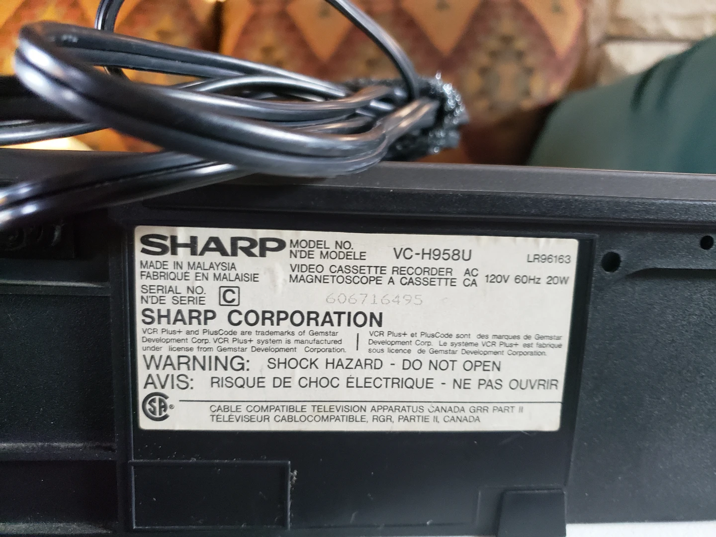 Sharp VC-H958U VCR - photo 5