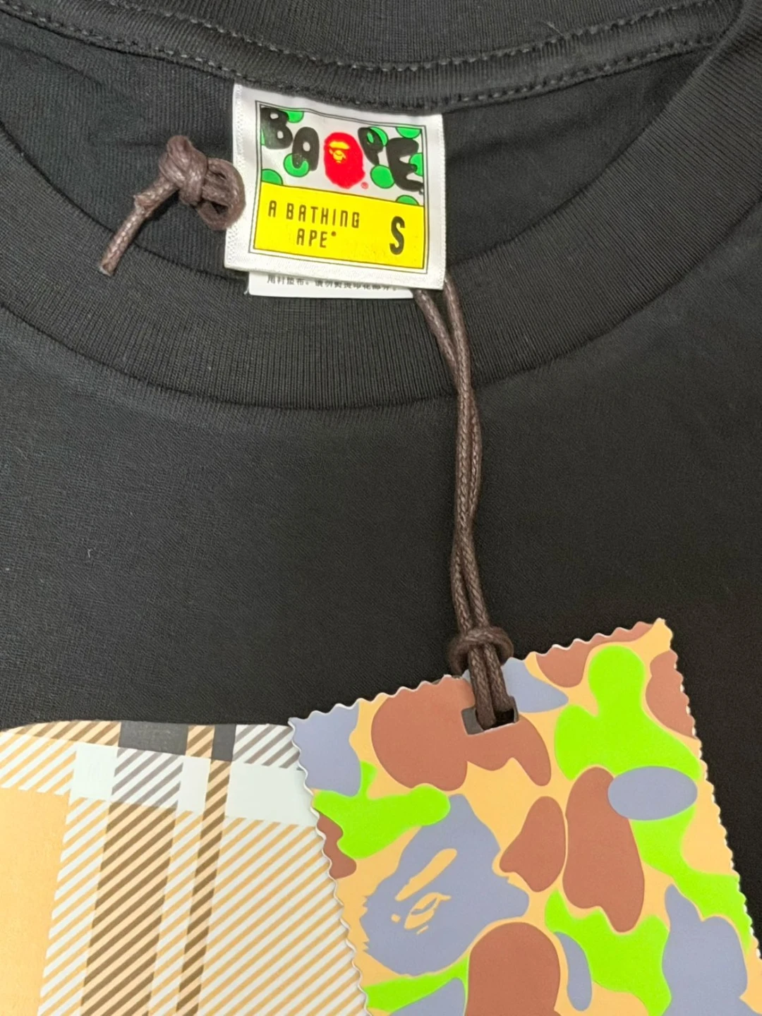 A Bathing Ape T-Shirt - Black/Plaid Ape Head - Size S - photo 2