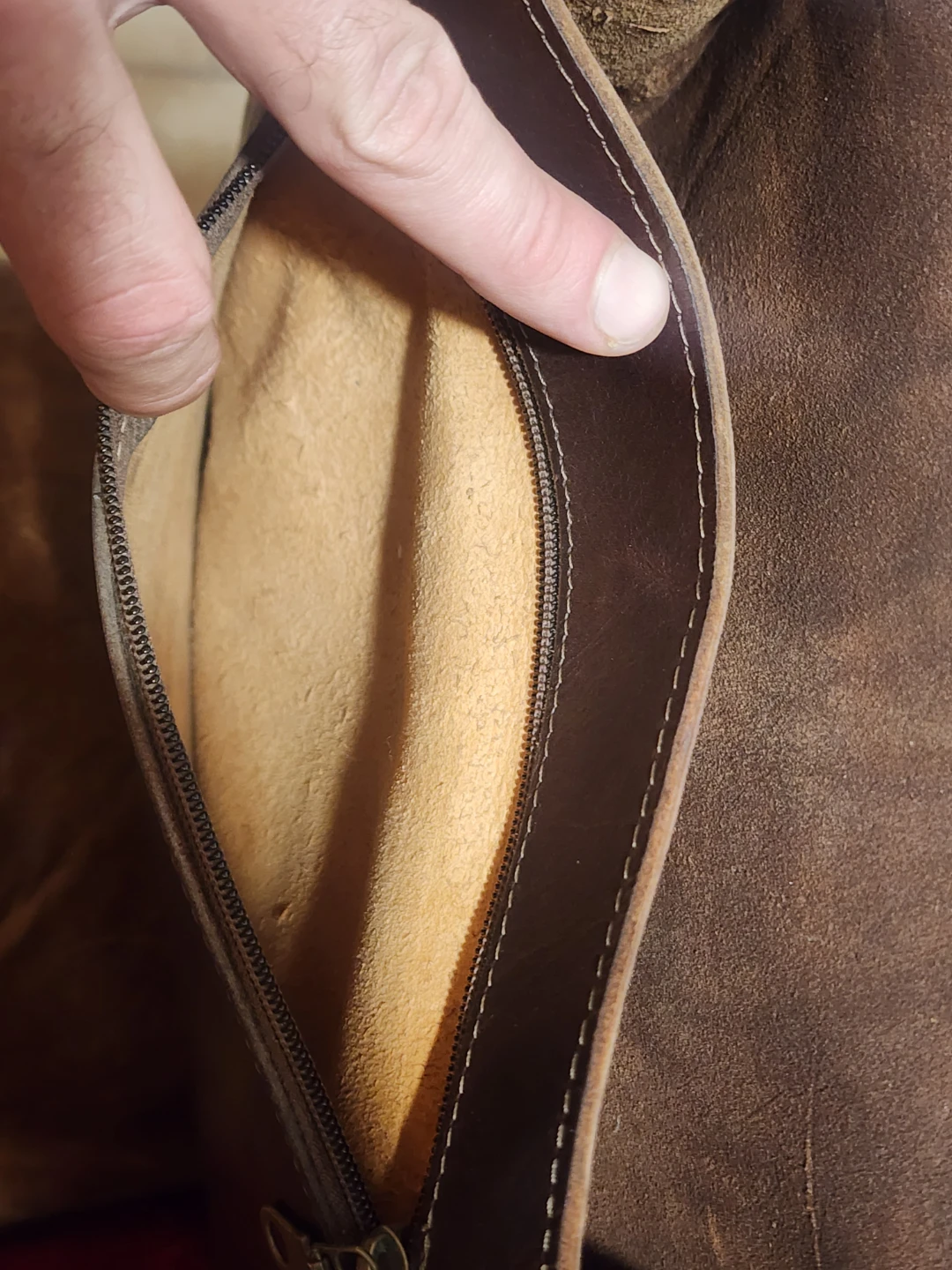 Dark Brown Leather Messenger Bag - photo 5