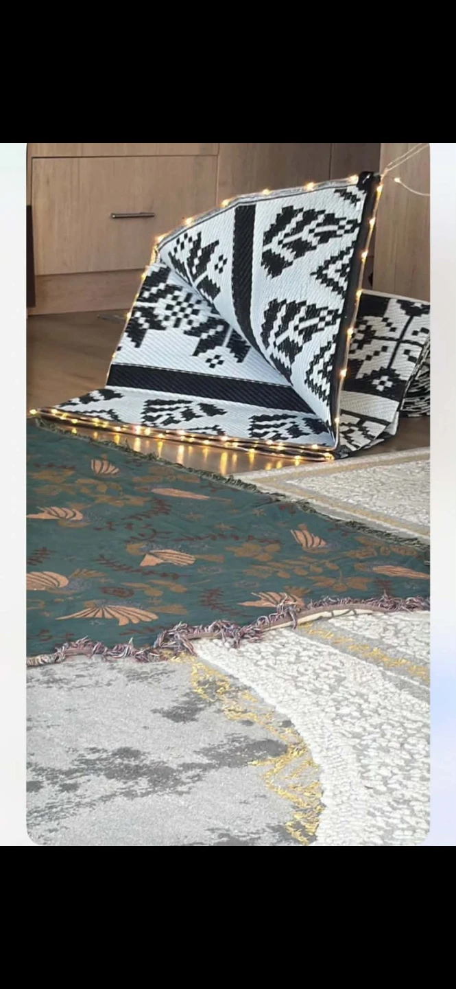 Outdoor Area Rug with Diamond Pattern with light - photo 2