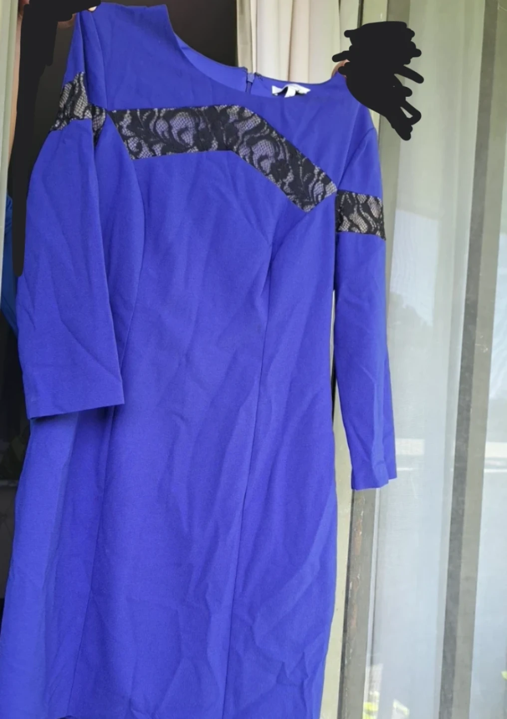 Max & Cleo Blue Lace Trim Dress Size 8