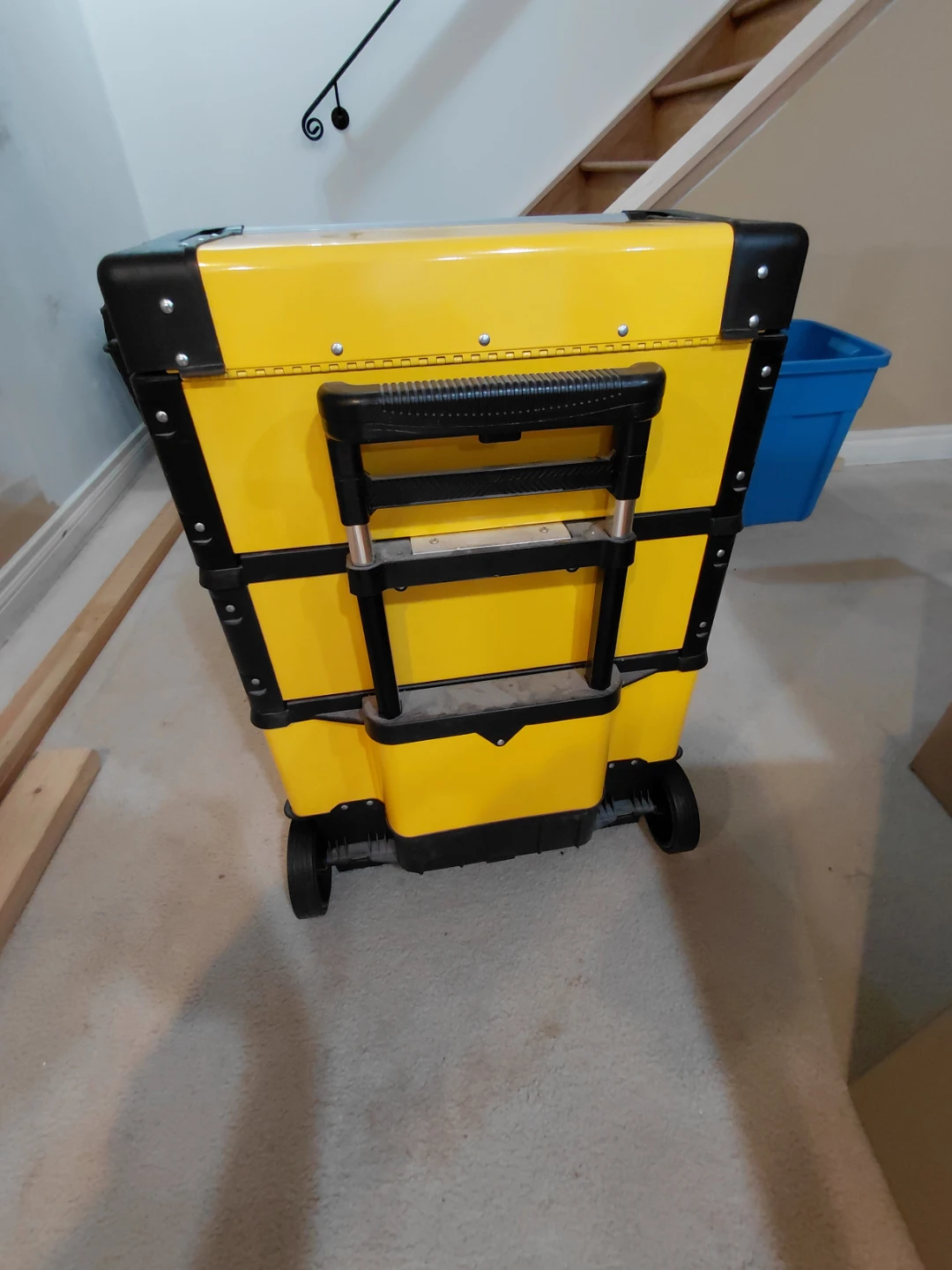 3-in-1 Rolling Metal Tool Box Chest Trolley - Yellow/Black - photo 4