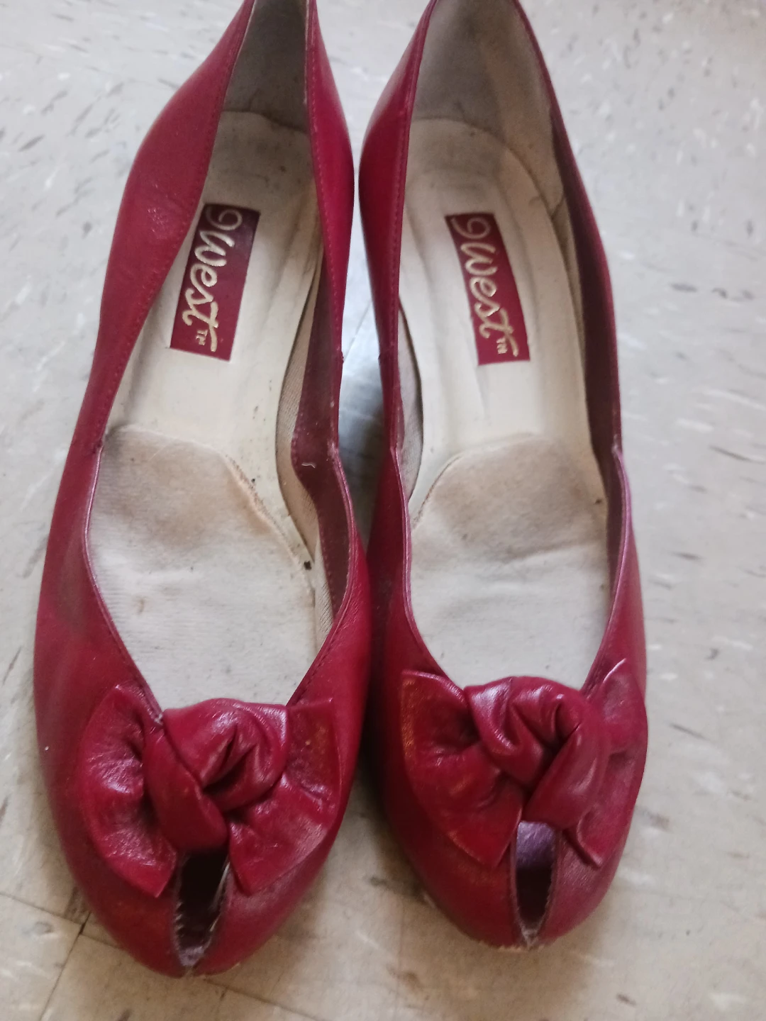 Red 9 West Heels with Bow Accent