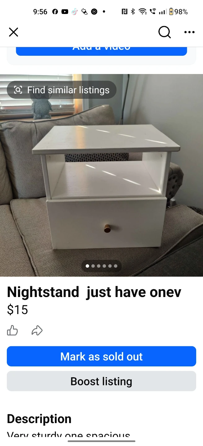 White Nightstand with Drawer