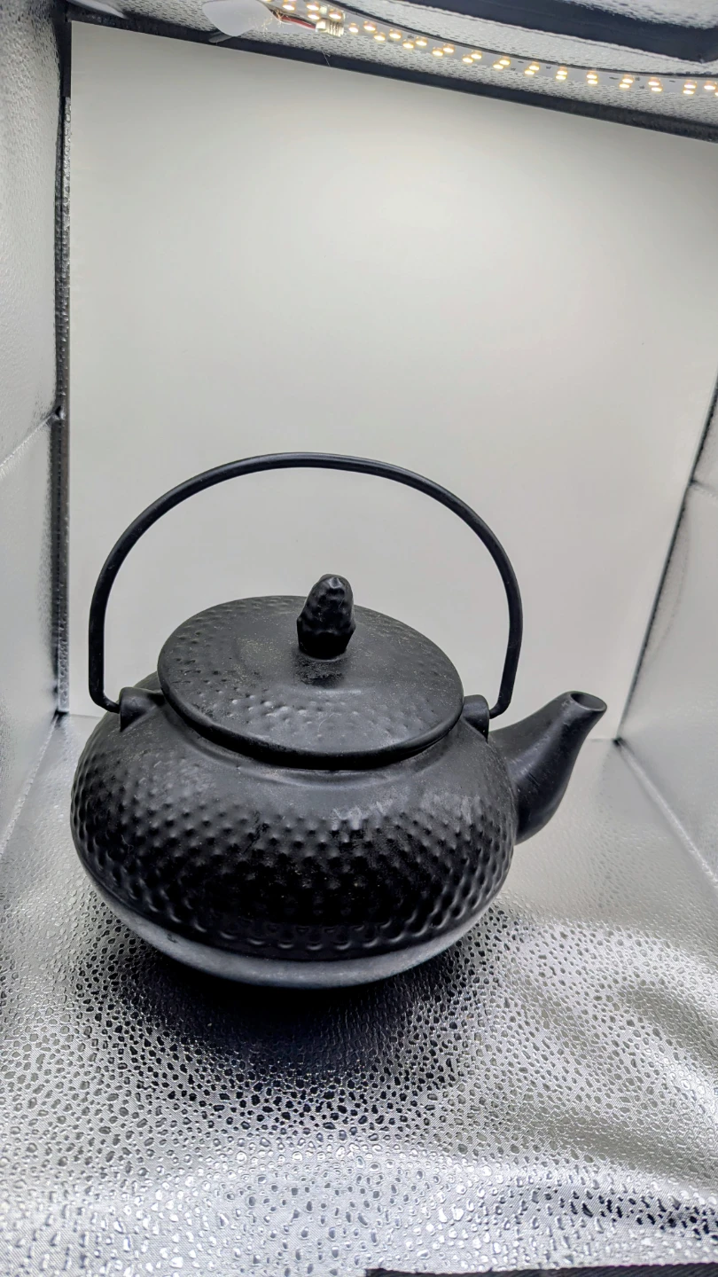 Black Textured Cast Iron Teapot