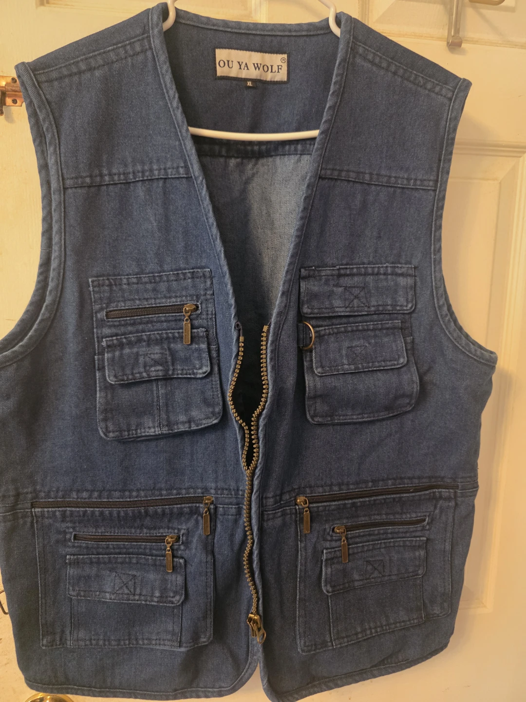 OU YA WOLF Denim Vest - XL