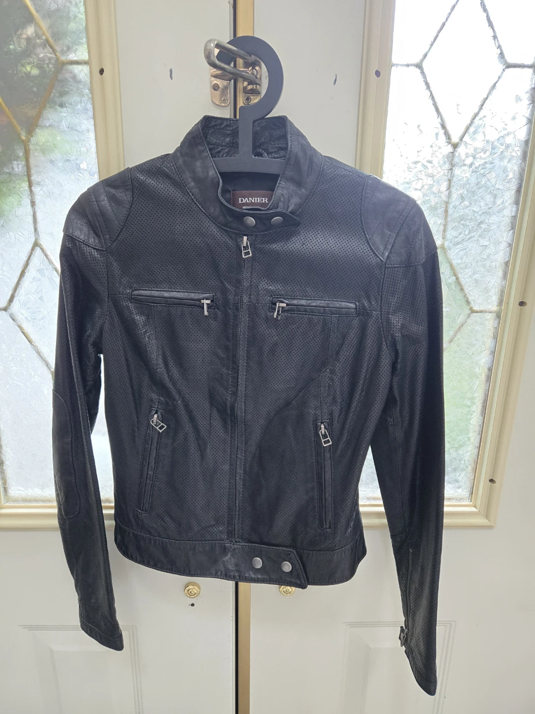 Danier Black Perforated Leather Motorcycle Jacket