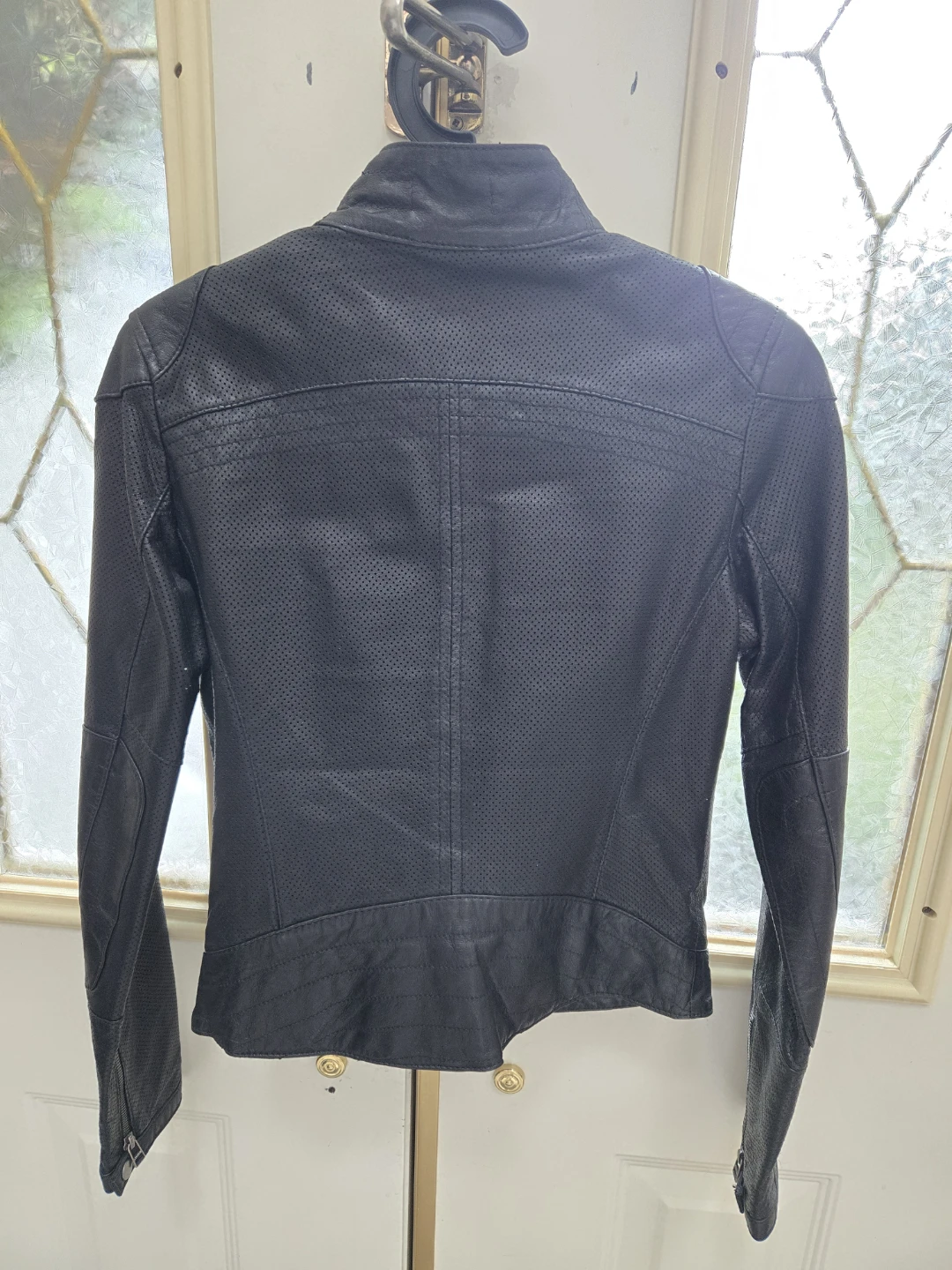 Danier Black Perforated Leather Motorcycle Jacket - photo 2