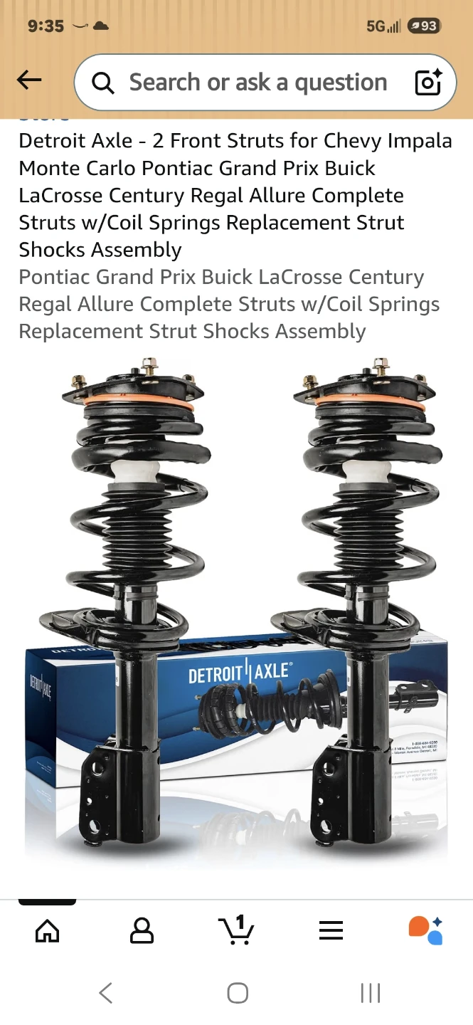 Detroit Axle Front Struts for Chevy Impala, Monte Carlo, Buick - photo 2