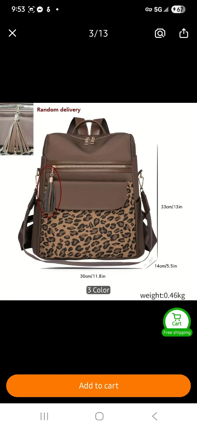 Women's Leopard Print Backpack - Black - photo 2