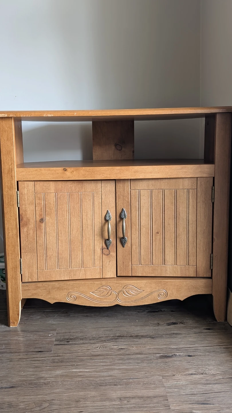 Wooden corner TV stand with cabinet