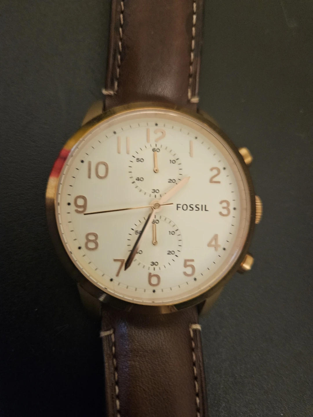 Fossil Chronograph Watch with Brown Leather Strap - photo 3