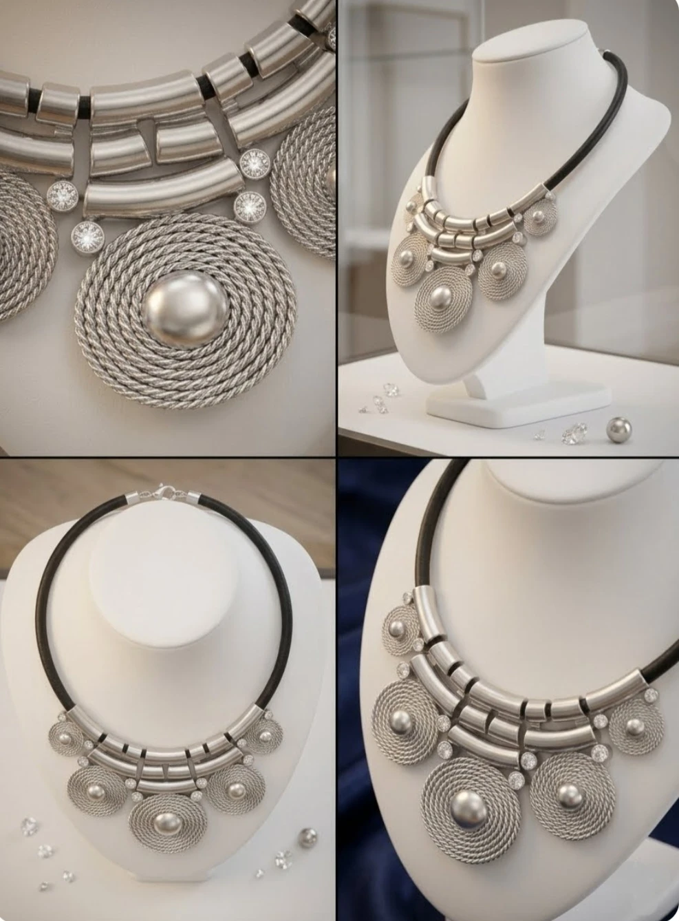 Silver-Tone Statement Necklace - photo 3