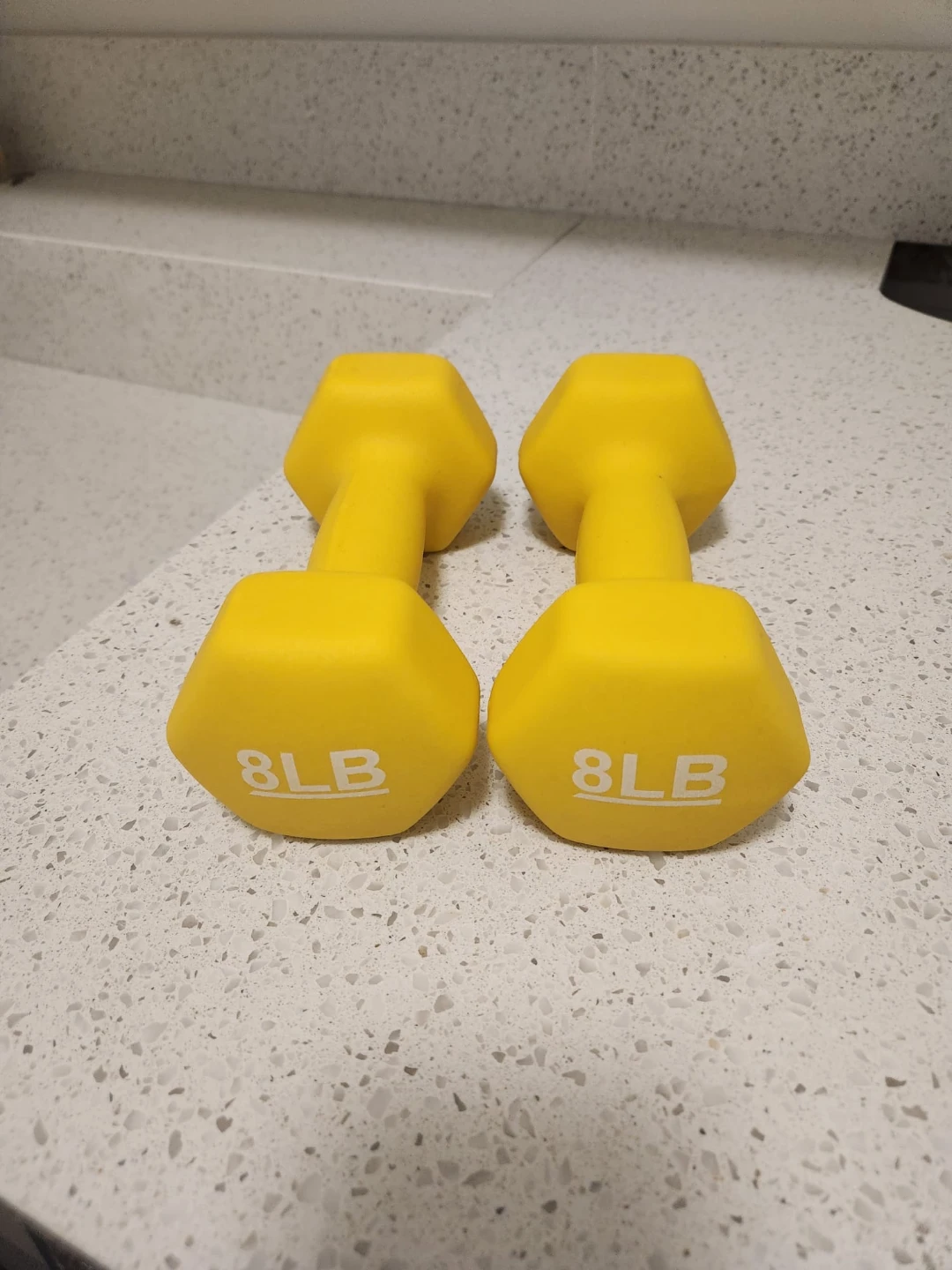 Pair of Yellow 8LB Dumbbells