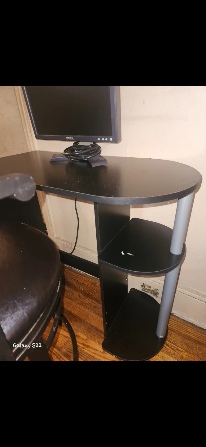 Black Computer Desk Set – Includes Swivel Chair Dell Monitor - photo 3