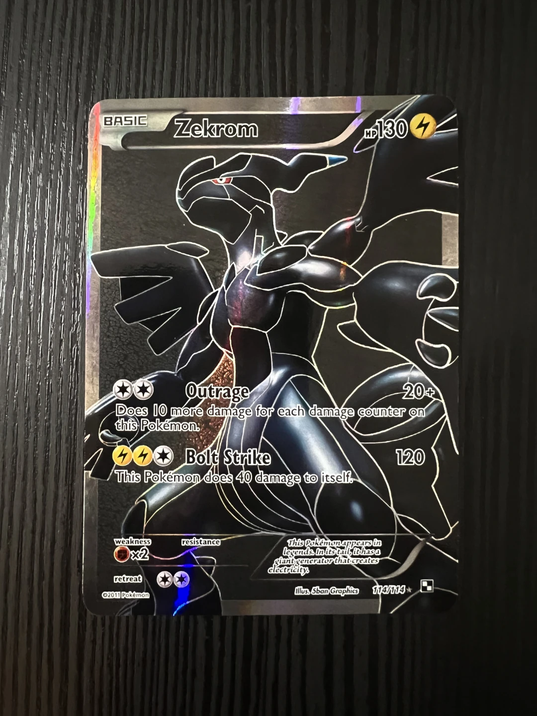 Zekrom 114/114 2011 Black & White Base Set Pokemon Card Full Art - photo 2
