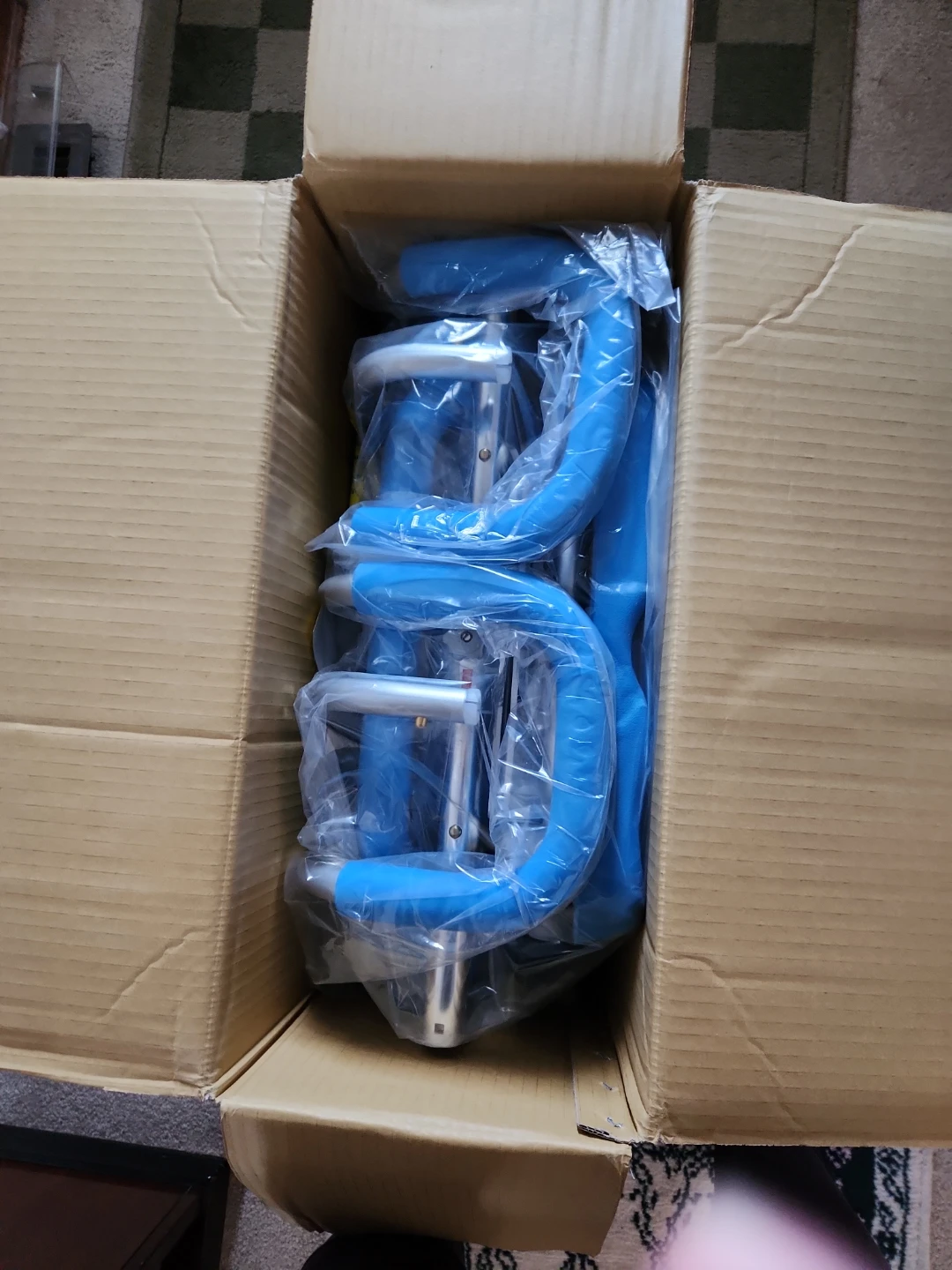 Blue Shower Chair with Backrest and Arms
