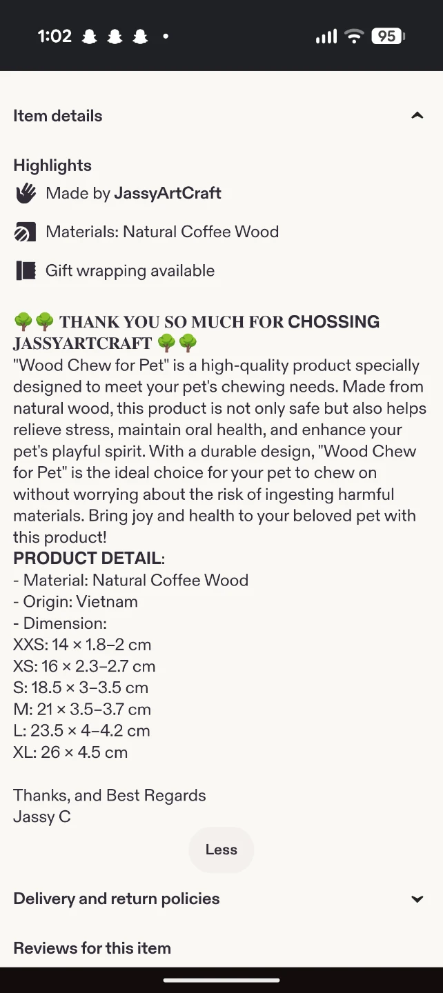 Real coffee wood dog chews - photo 2