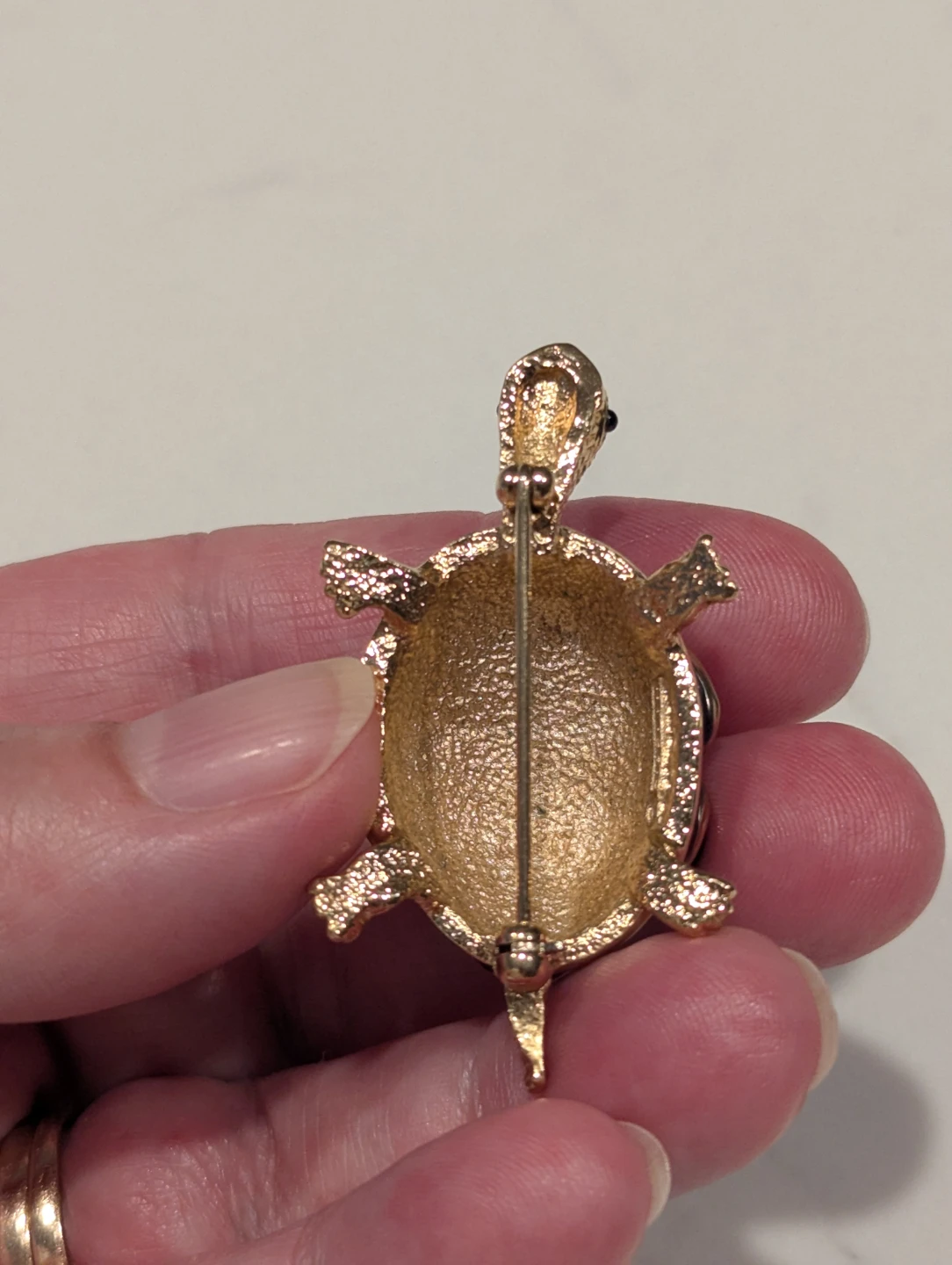 D'Orlan turtle Brooch with Blue and Green Gems - photo 2