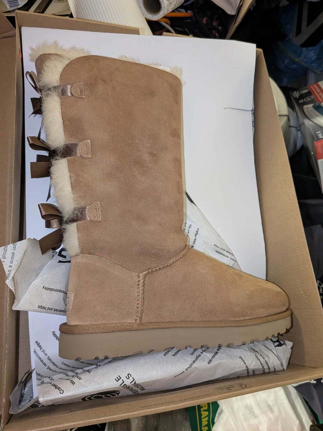UGGs Bailey Brown 3 Bow Tall Boots (Rare Never Worn)