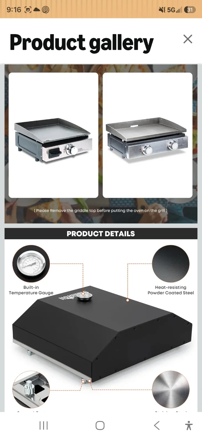 Stanbroil Pizza Oven Attachment for Blackstone Griddles - photo 2