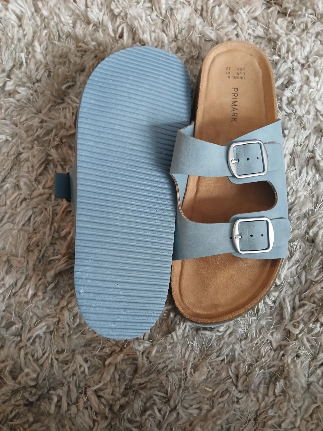 Primark Light Blue Double Strap Slides - Size US 8 - photo 2