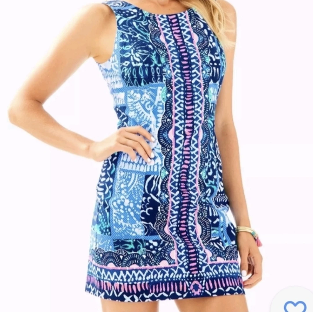 Lilly Pulitzer Mila Shift Dress Deep Indigo Leied Back Sz 4 - photo 2