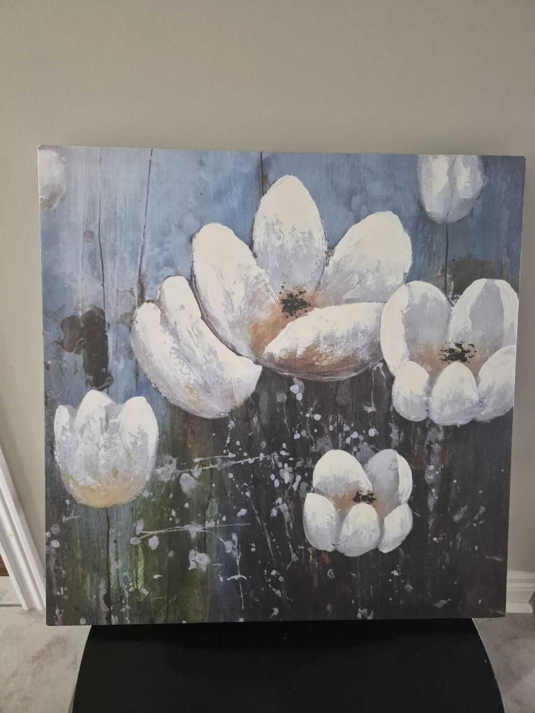 Canvas Wall Art with White Flowers
