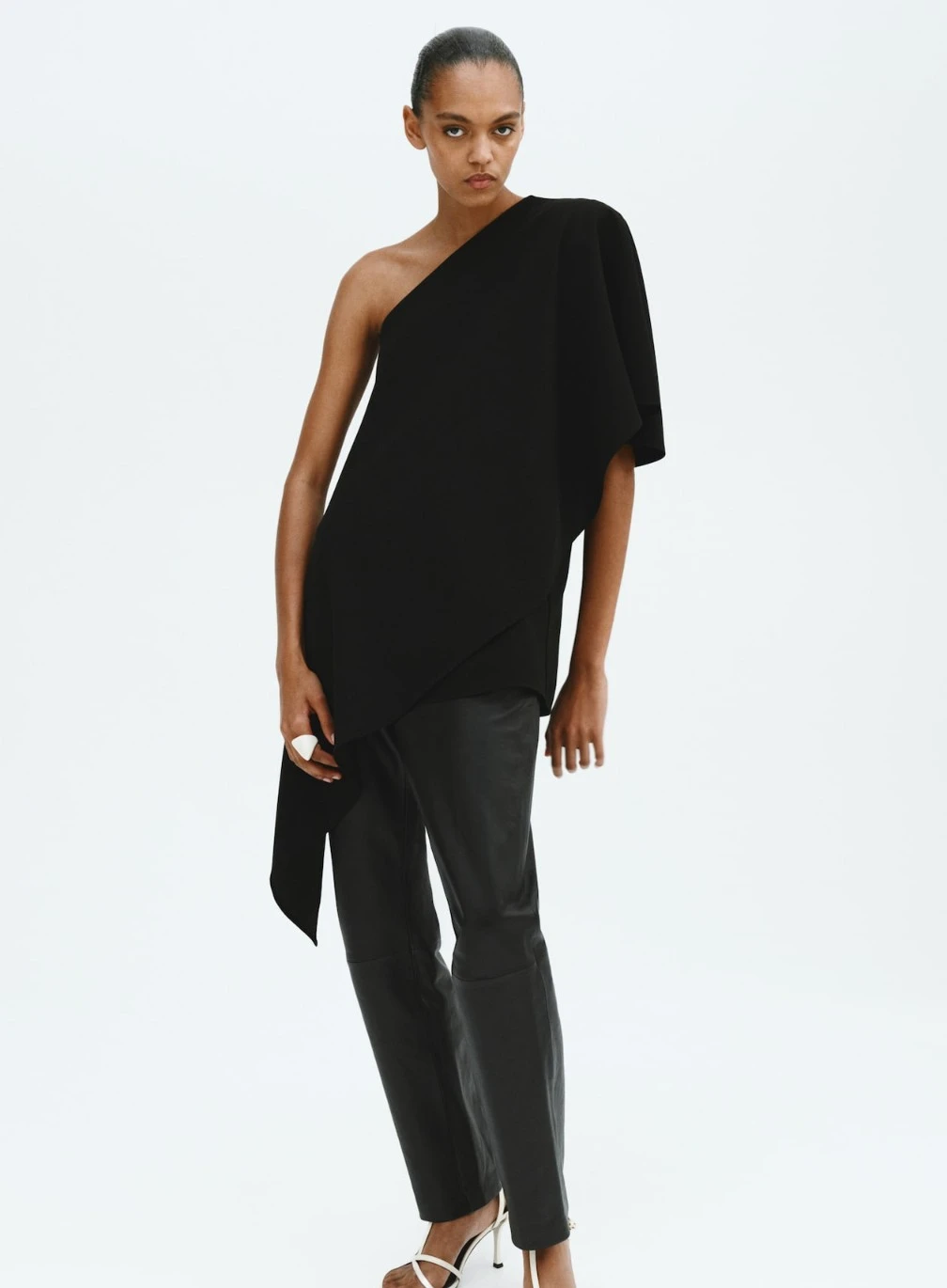 H&M Black One Shoulder Cap Top L - photo 4
