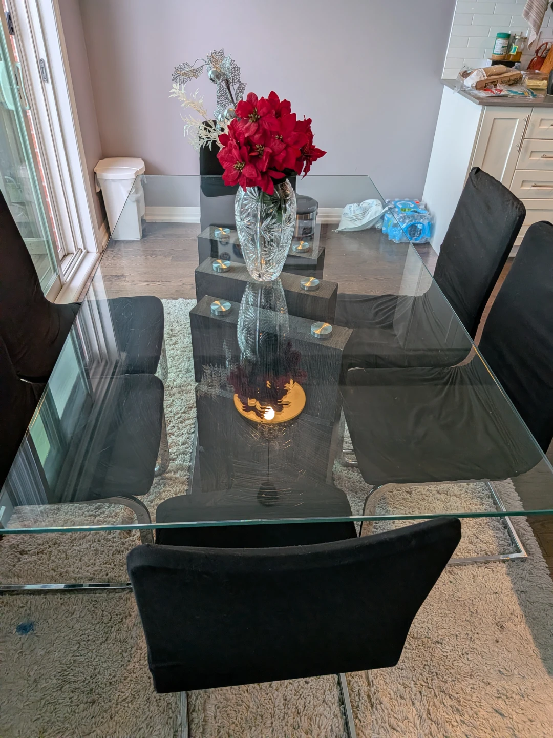 Glass Dining Table with 6 Chairs
